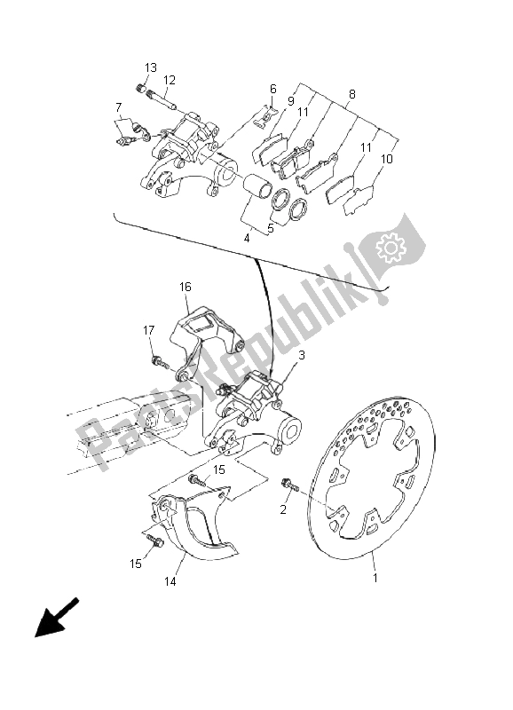 All parts for the Rear Brake Caliper of the Yamaha YZ 125 2001