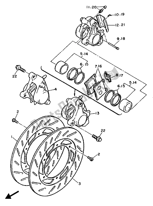 Toutes les pièces pour le étrier De Frein Avant du Yamaha FZX 750 1987