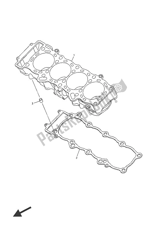 All parts for the Cylinder of the Yamaha YZF R1M 1000 2016