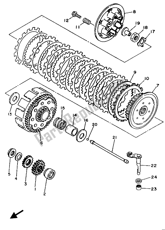 All parts for the Clutch of the Yamaha WR 250Z 1994