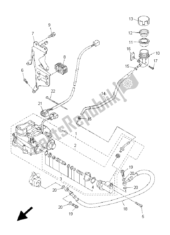 All parts for the Cluch Actuator of the Yamaha FJR 1300 AS 2008