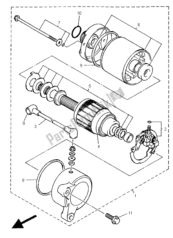 All parts for the Starting Motor of the Yamaha XJ 600S Diversion 1998