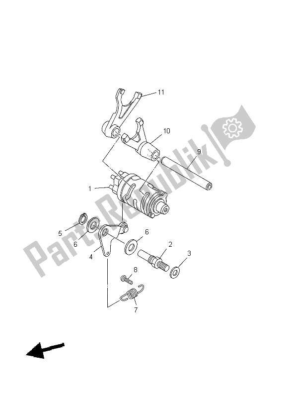 All parts for the Shift Cam & Fork of the Yamaha TT R 50E 2009