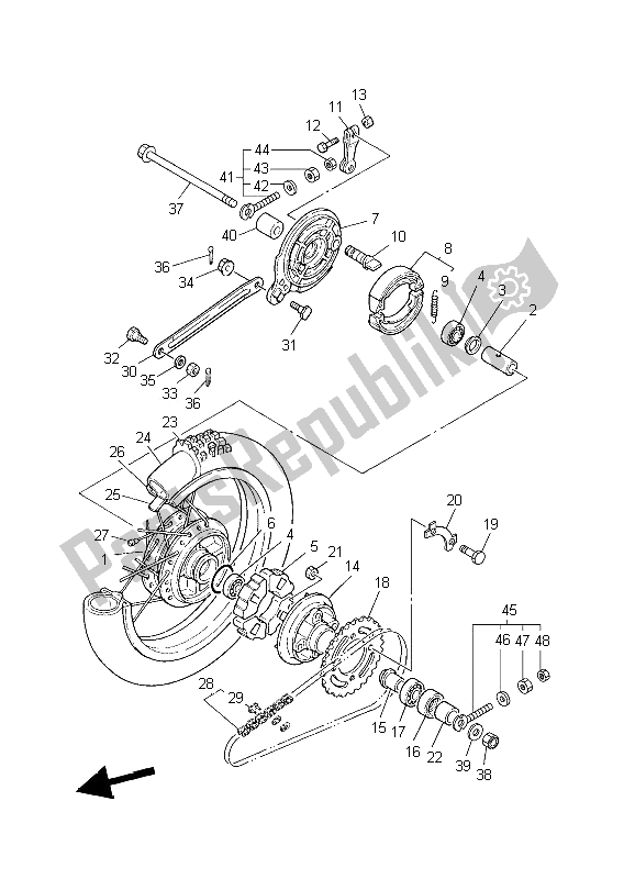 All parts for the Rear Wheel of the Yamaha PW 80 2006