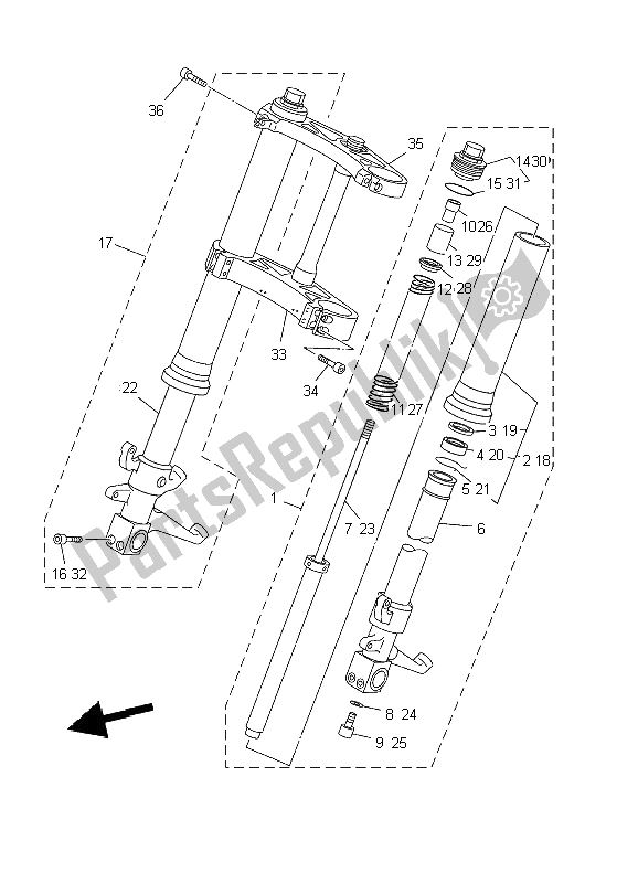 Toutes les pièces pour le Fourche Avant du Yamaha TZ 250 2002