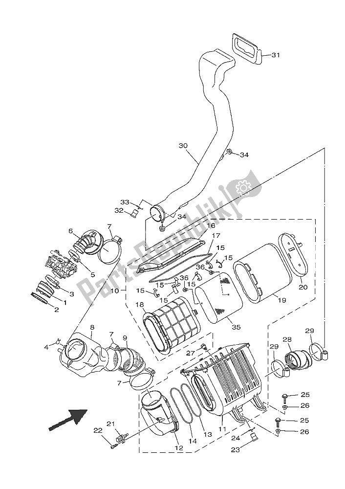 All parts for the Intake of the Yamaha YXE 700E 2016