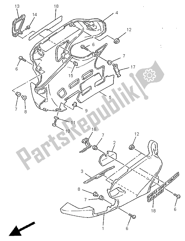 Tutte le parti per il Cowling 3 del Yamaha GTS 1000 1998