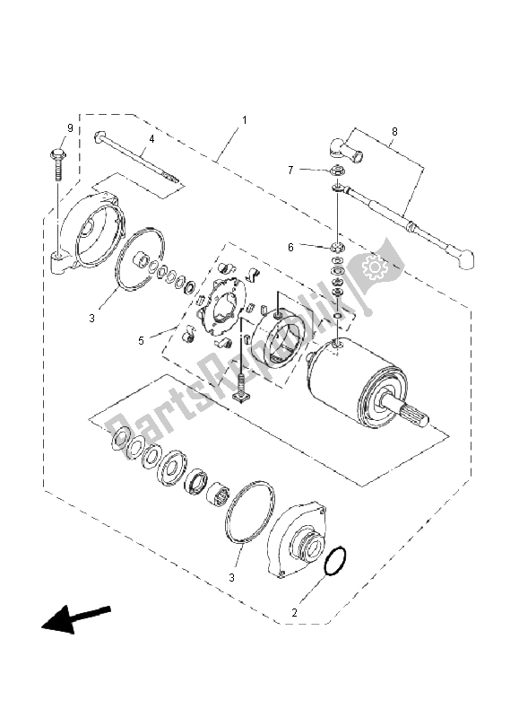 All parts for the Starting Motor of the Yamaha YFM 450F Kodiak 4X4 2003