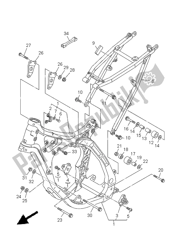 Todas as partes de Quadro, Armação do Yamaha YZ 125 2013