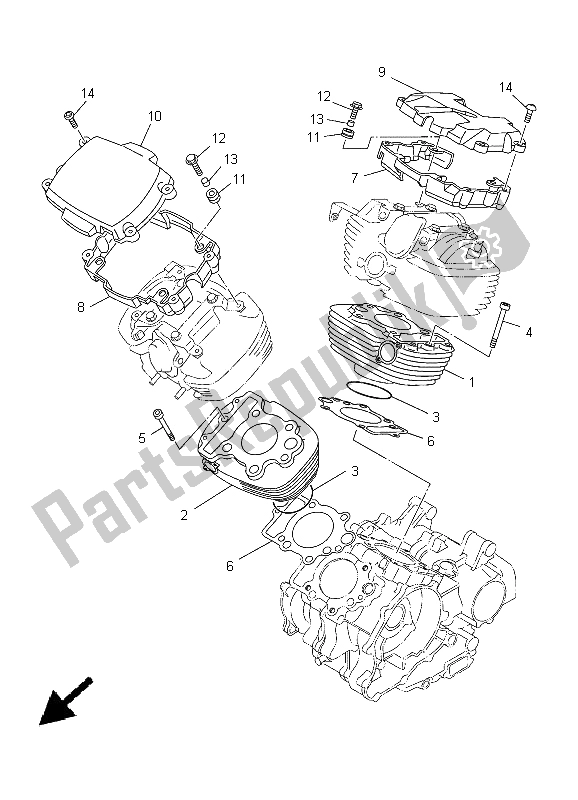 All parts for the Cylinder of the Yamaha XVS 650A Dragstar Classic 2005