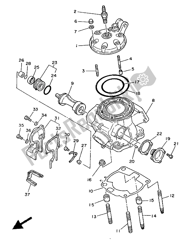 Todas as partes de Cabeça De Cilindro do Yamaha YZ 250 LC 1991