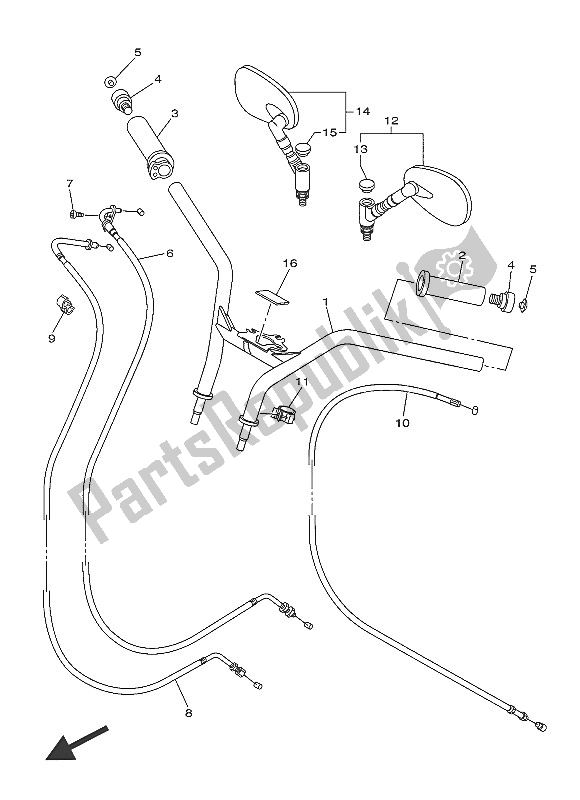 All parts for the Steering Handle & Cable of the Yamaha XVS 1300 CU 2016