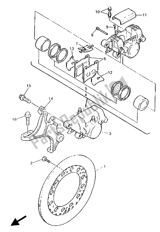 Toutes les pièces pour le étrier De Frein Arrière du Yamaha GTS 1000 1993