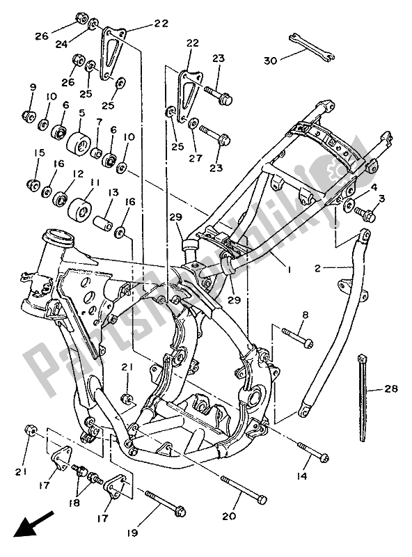 Tutte le parti per il Telaio del Yamaha YZ 125 LC 1992