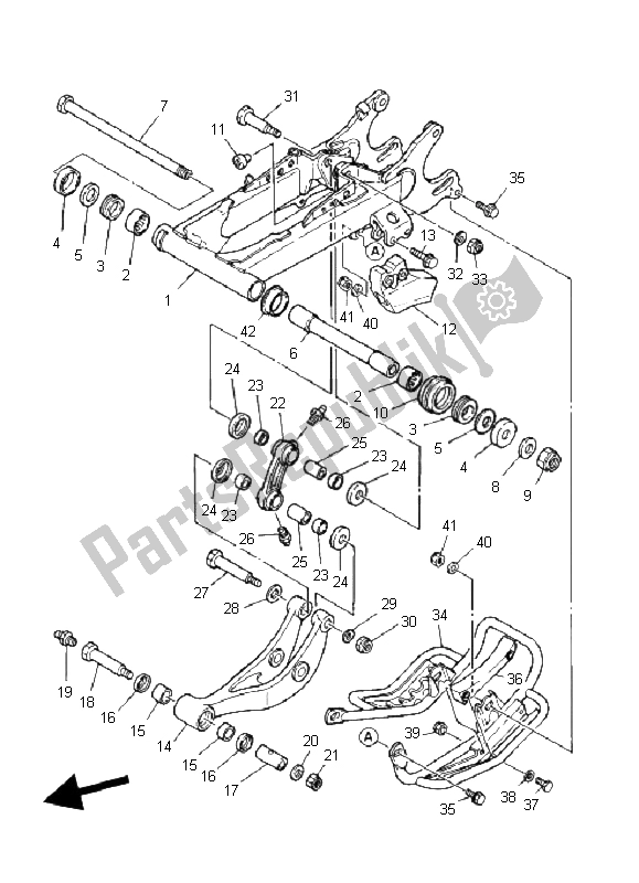 Tutte le parti per il Braccio Posteriore del Yamaha YFZ 350 Banshee 2005