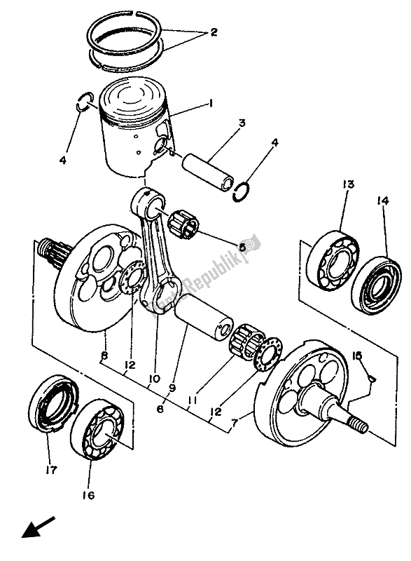 Tutte le parti per il Albero Motore E Pistone del Yamaha YZ 250 LC 1993