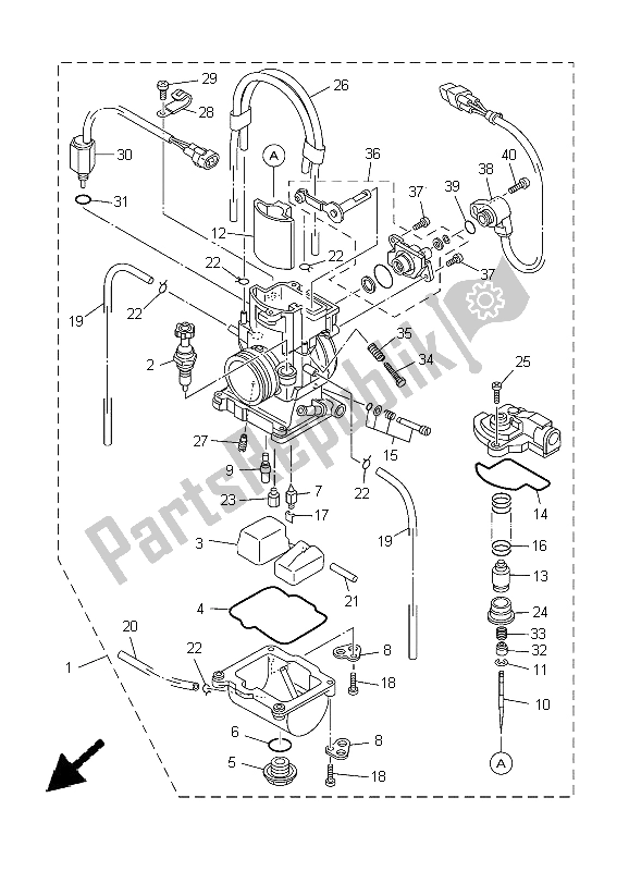 All parts for the Carburetor of the Yamaha YZ 250 2005
