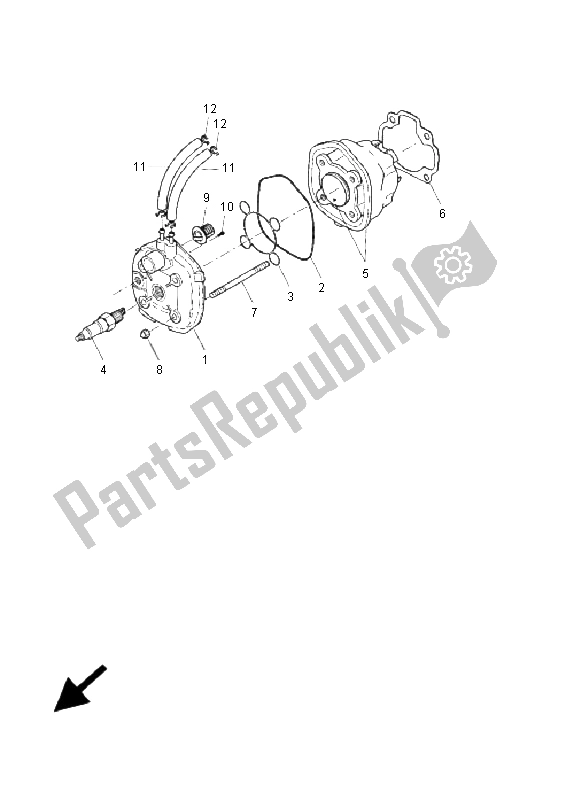 All parts for the Cylinder Head of the Yamaha YQ 50L Aerox Replica 2005