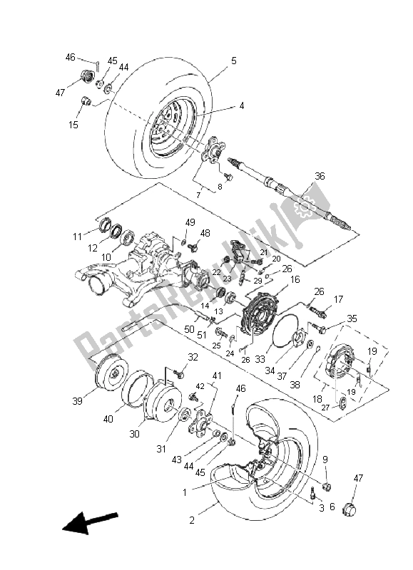 Tutte le parti per il Ruota Posteriore del Yamaha YFM 350 Grizzly 2X4 2011