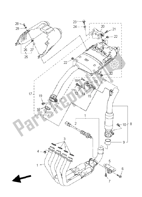 All parts for the Exhaust of the Yamaha FZ6 Sahg 600 2009