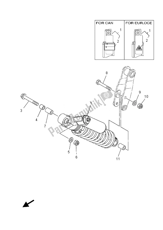 All parts for the Rear Suspension of the Yamaha YFM 700 Rsed 2013