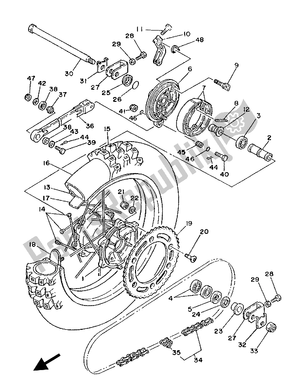 Tutte le parti per il Ruota Posteriore del Yamaha YZ 125 1987