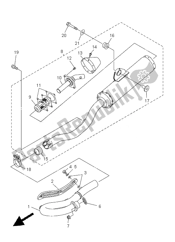 All parts for the Exhaust of the Yamaha WR 250F 2013