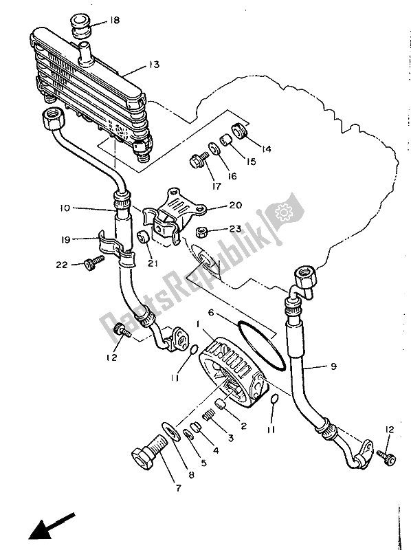 Tutte le parti per il Radiatore Dell'olio del Yamaha XJ 600 1990