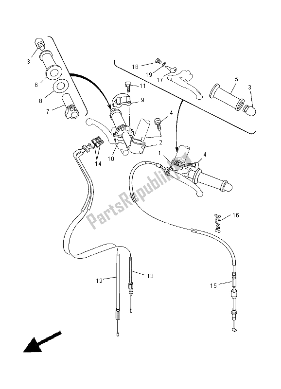 All parts for the Steering Handle & Cable of the Yamaha TZ 250 2000