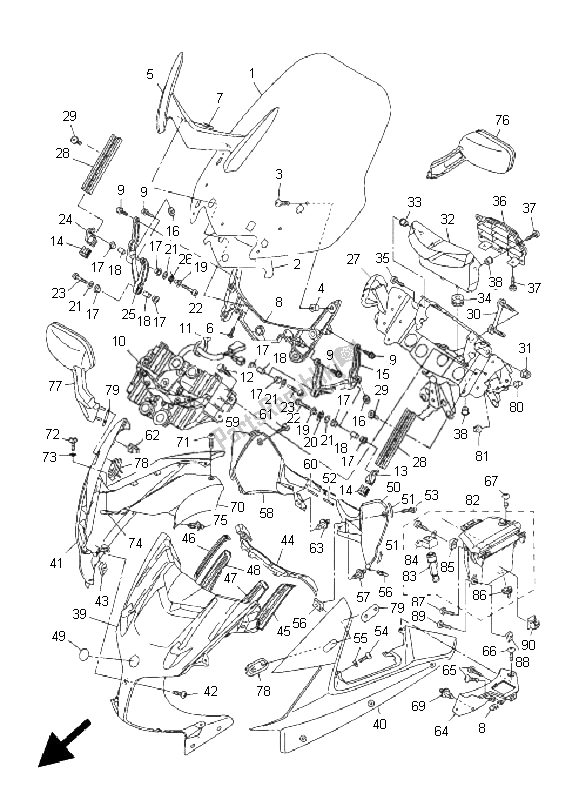Tutte le parti per il Cowling 1 del Yamaha FJR 1300A 2011