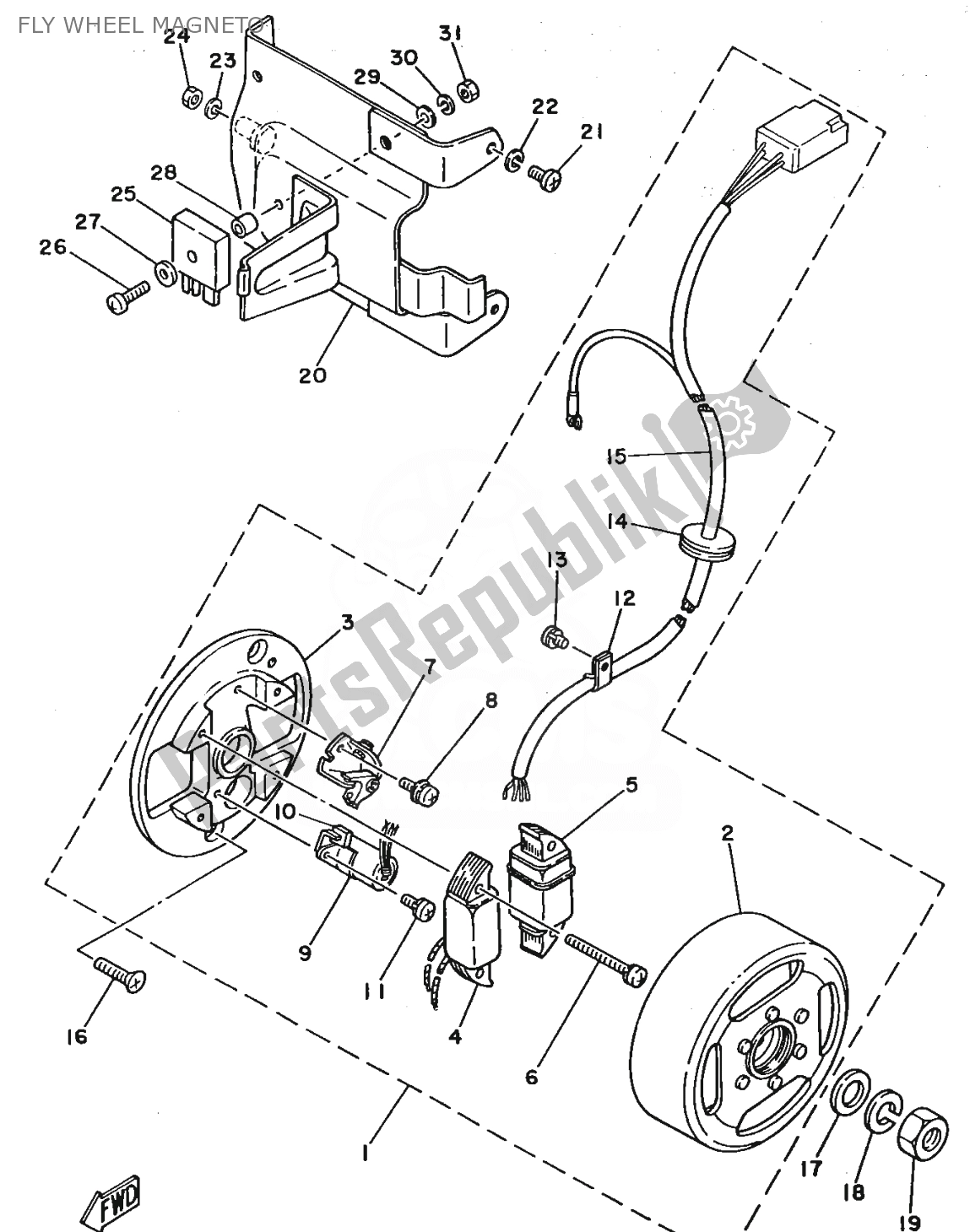 Todas las partes para Fly Wheel Magneto de Yamaha FS1 1980