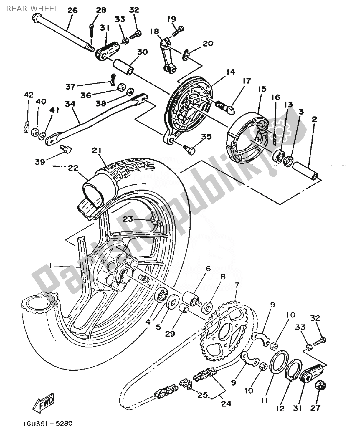 Todas las partes para Rueda Trasera de Yamaha RD 125 1986