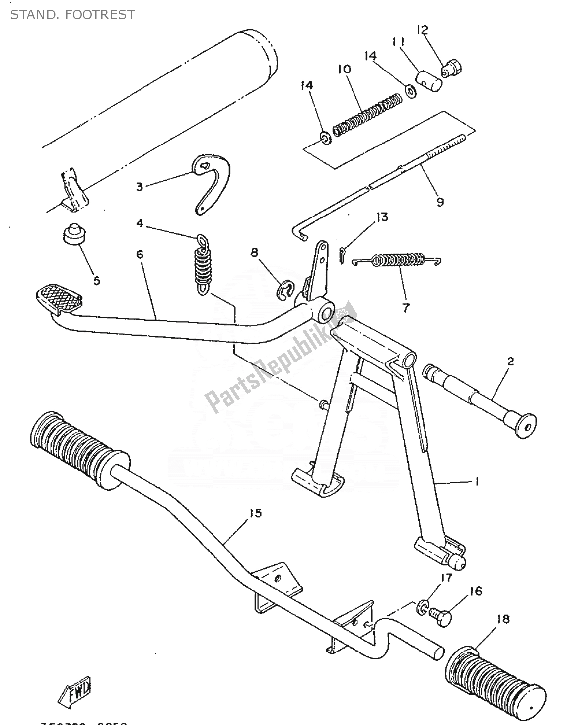 Toutes les pièces pour le Supporter. Repose Pieds du Yamaha FS1 1987