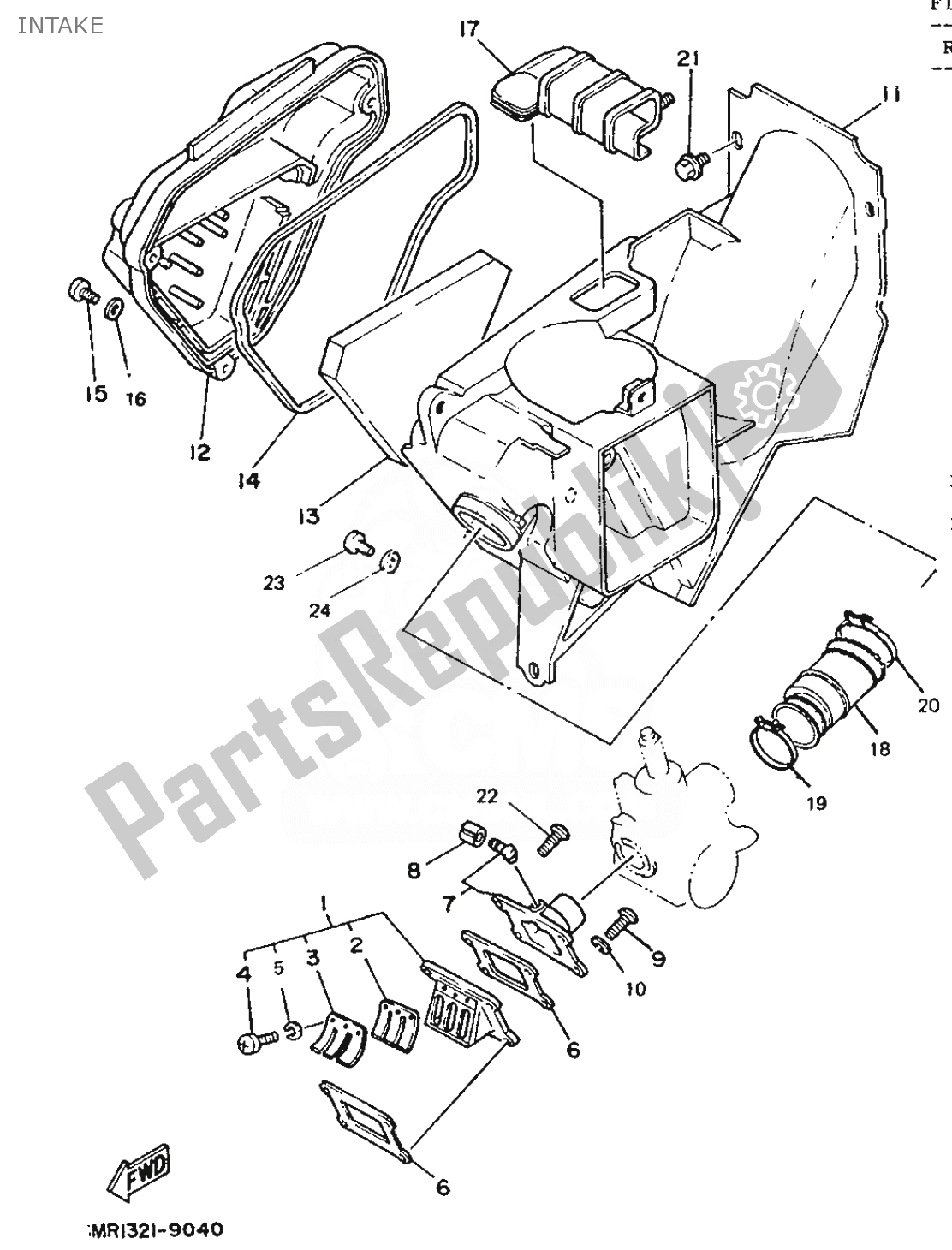 All parts for the Intake of the Yamaha DT 50 1989