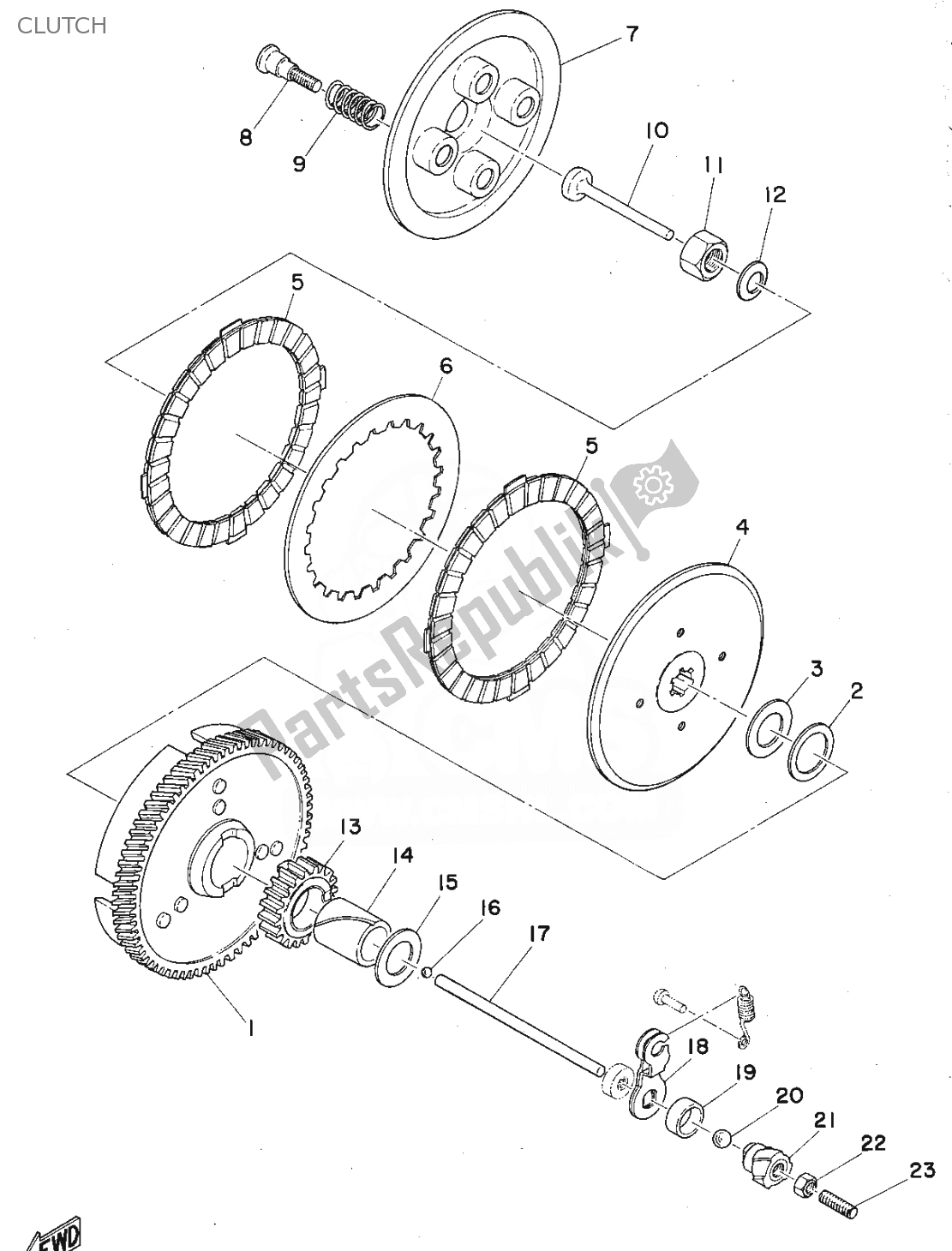 Tutte le parti per il Frizione del Yamaha FS1 1975