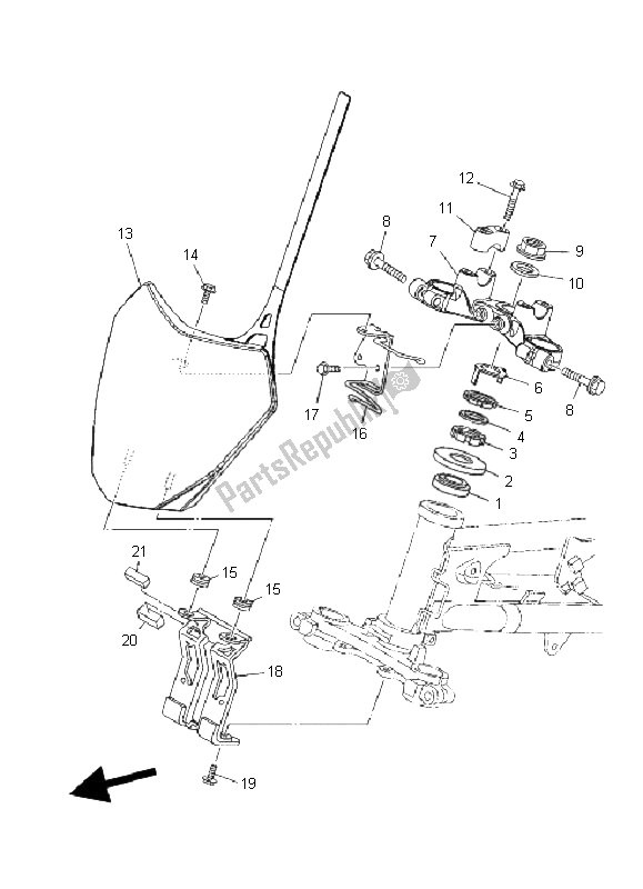 All parts for the Steering of the Yamaha TT R 110E 2008