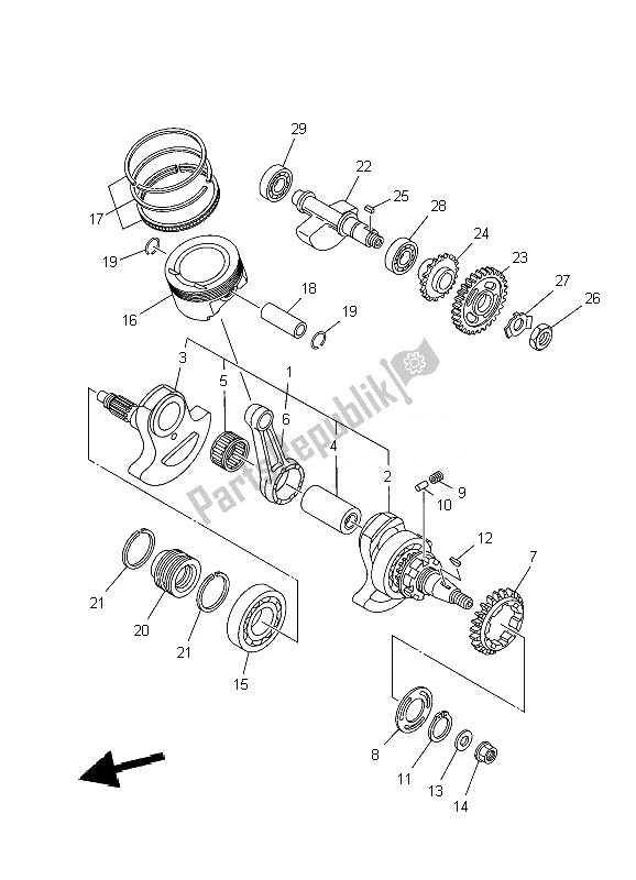 Tutte le parti per il Albero Motore E Pistone del Yamaha YFM 700F Grizzly FI EPS 4X4 2010