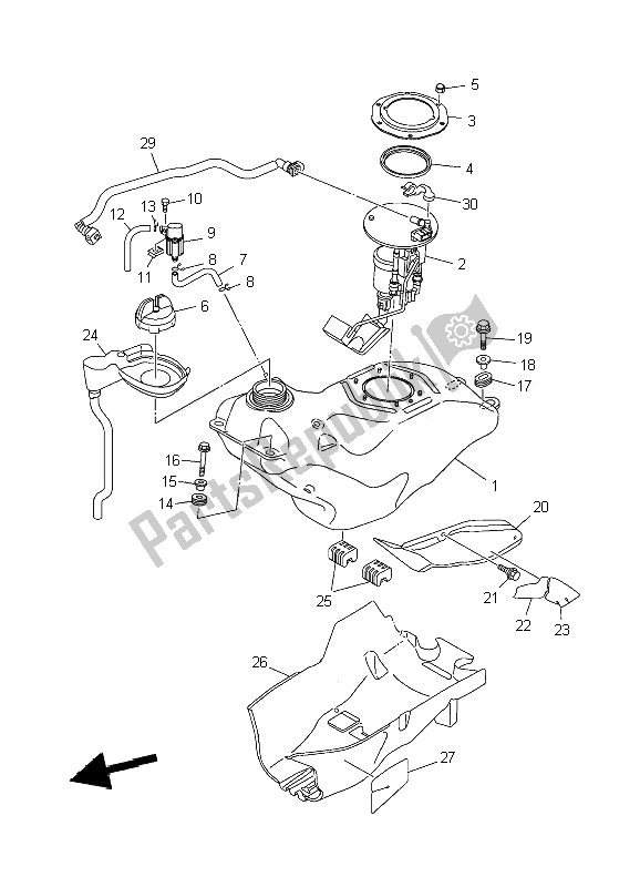 Tutte le parti per il Serbatoio Di Carburante del Yamaha YFM 700F Grizzly SE 2010