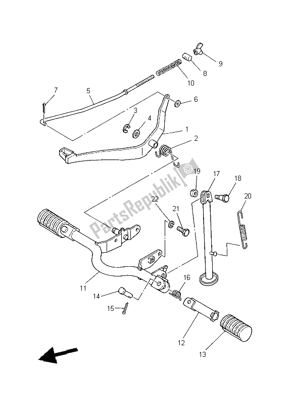 All parts for the Stand & Footrest of the Yamaha PW 80 2004