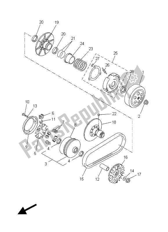 All parts for the Clutch of the Yamaha YP 250R X MAX 2012