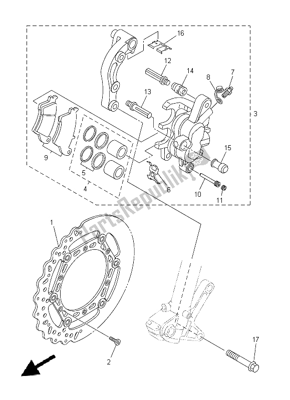 Todas las partes para Pinza De Freno Delantero de Yamaha YZ 250 FX 2015