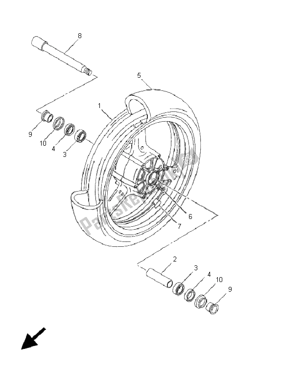 Tutte le parti per il Ruota Anteriore del Yamaha YZF R1 1000 2001