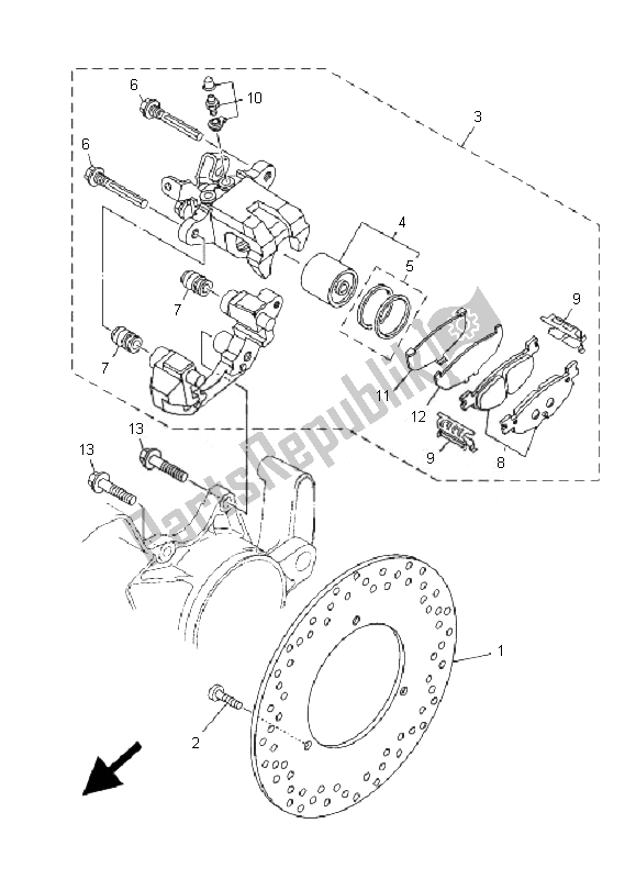 Toutes les pièces pour le étrier De Frein Arrière du Yamaha YP 400 Majesty 2007