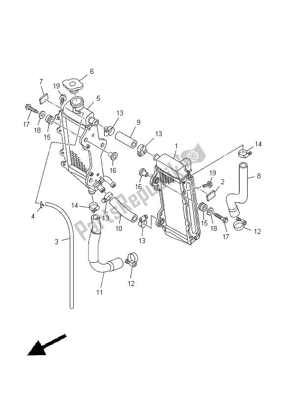 All parts for the Radiator & Hose of the Yamaha YZ 125 2012