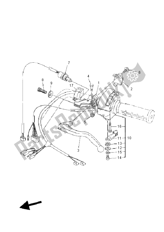 All parts for the Handle Switch & Lever of the Yamaha YFM 450F Grizzly EPS Yamaha Black 2011