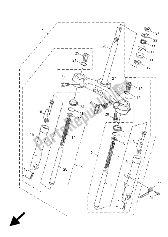 Todas las partes para Tenedor Frontal de Yamaha XF 50E Giggle 2007