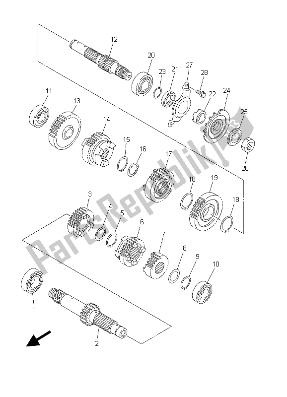 Toutes les pièces pour le Transmission du Yamaha YZ 450F 2003