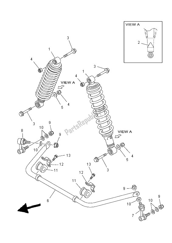 All parts for the Rear Suspension of the Yamaha YFM 550 Fwad Dpbse Grizzly 4X4 2014