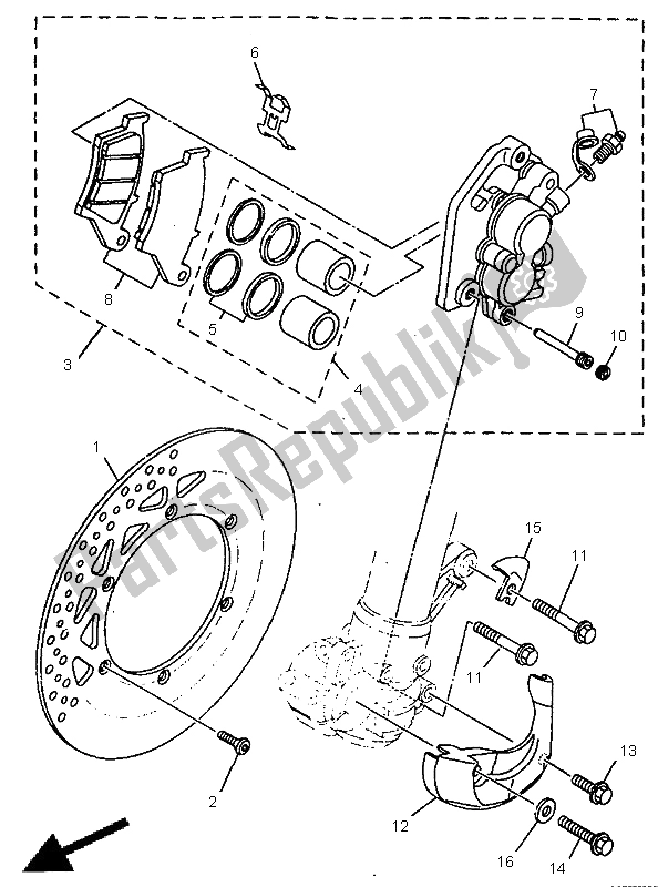 Todas las partes para Pinza De Freno Delantero de Yamaha YZ 250 1999