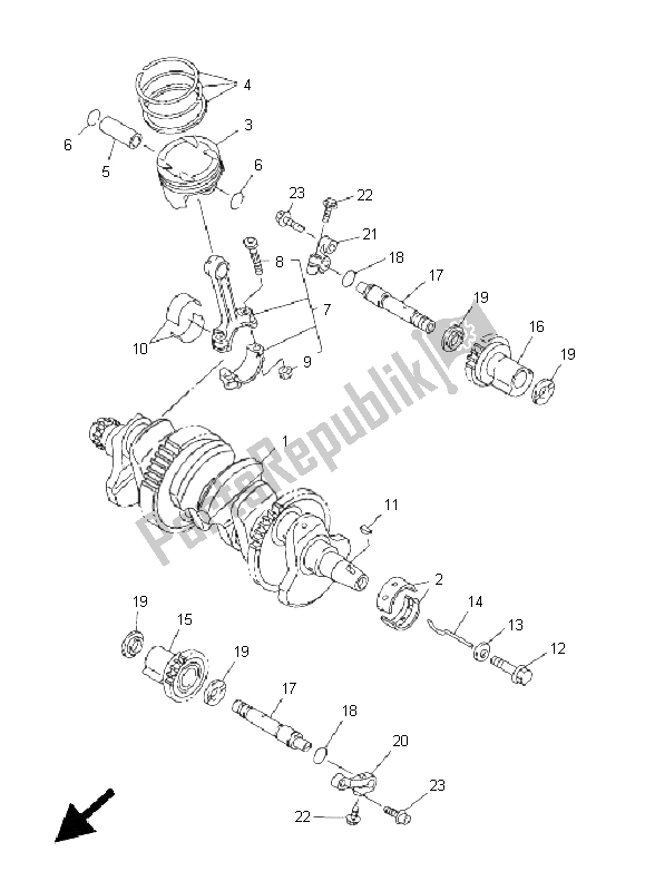 Toutes les pièces pour le Vilebrequin Et Piston du Yamaha FJR 1300A 2008